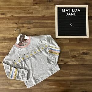 NWT Matilda Jane Just Imagine Glittery French Gray Knit Terry Fair Isle Top 6
